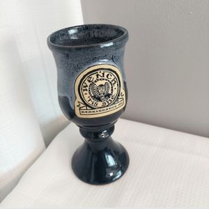 Wrench Tis She Stoneware Goblet Pedestal Renaissance Drip Glaze Cup Mug 1998